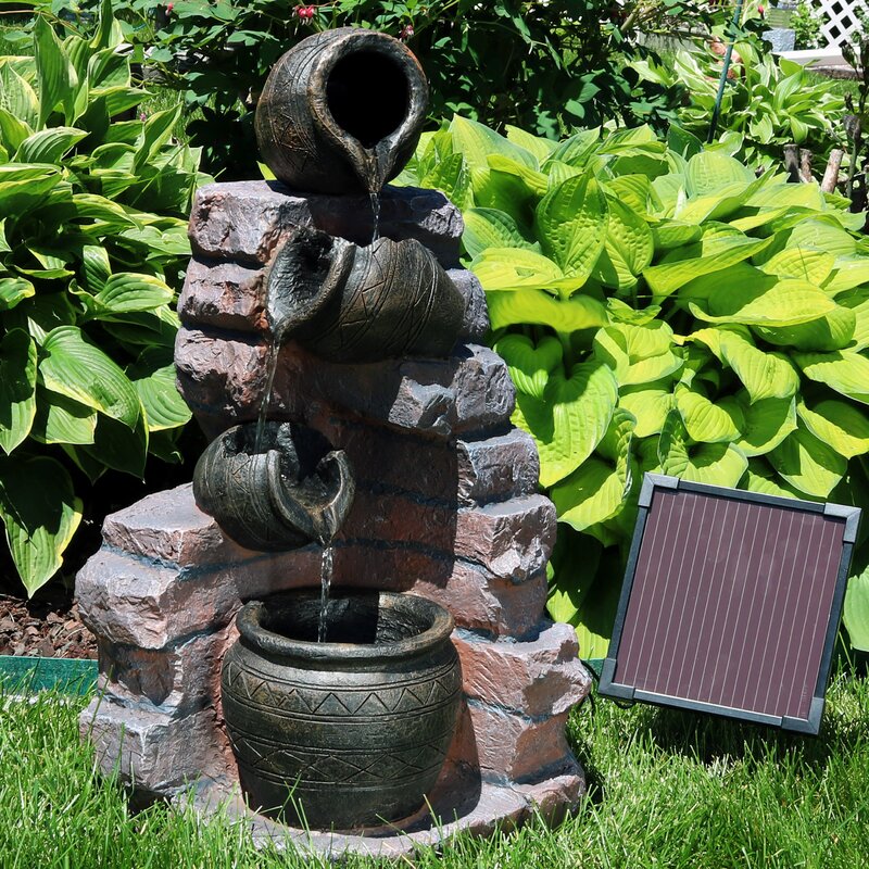 resin solar outdoor fountain with light